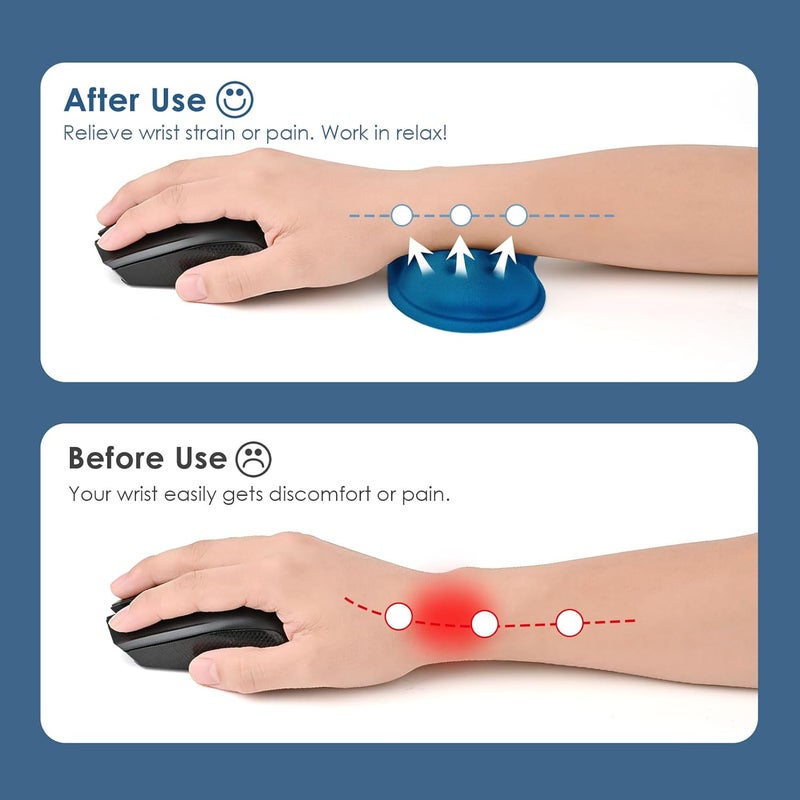 Vankey Mouse Wrist Rest, Soft Mouse Wrist Support Pad with Memory Foam, Non-Slip Base (Sea Blue) - Image 3